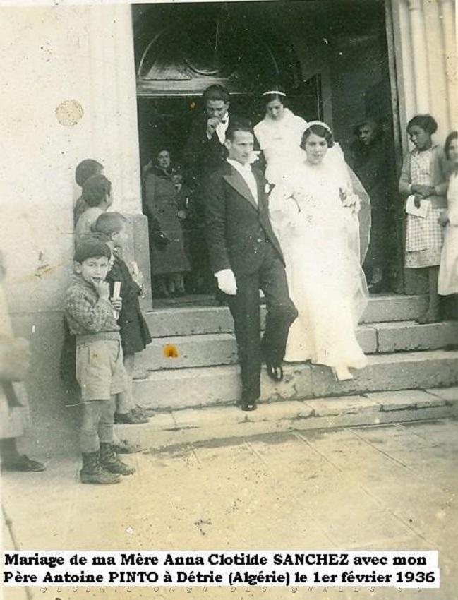 ORANIE- DETRIE- Mariage de mes parents Anne Clotide Sanchez et Antoine Pinto 01 02 1936 (2).jpg